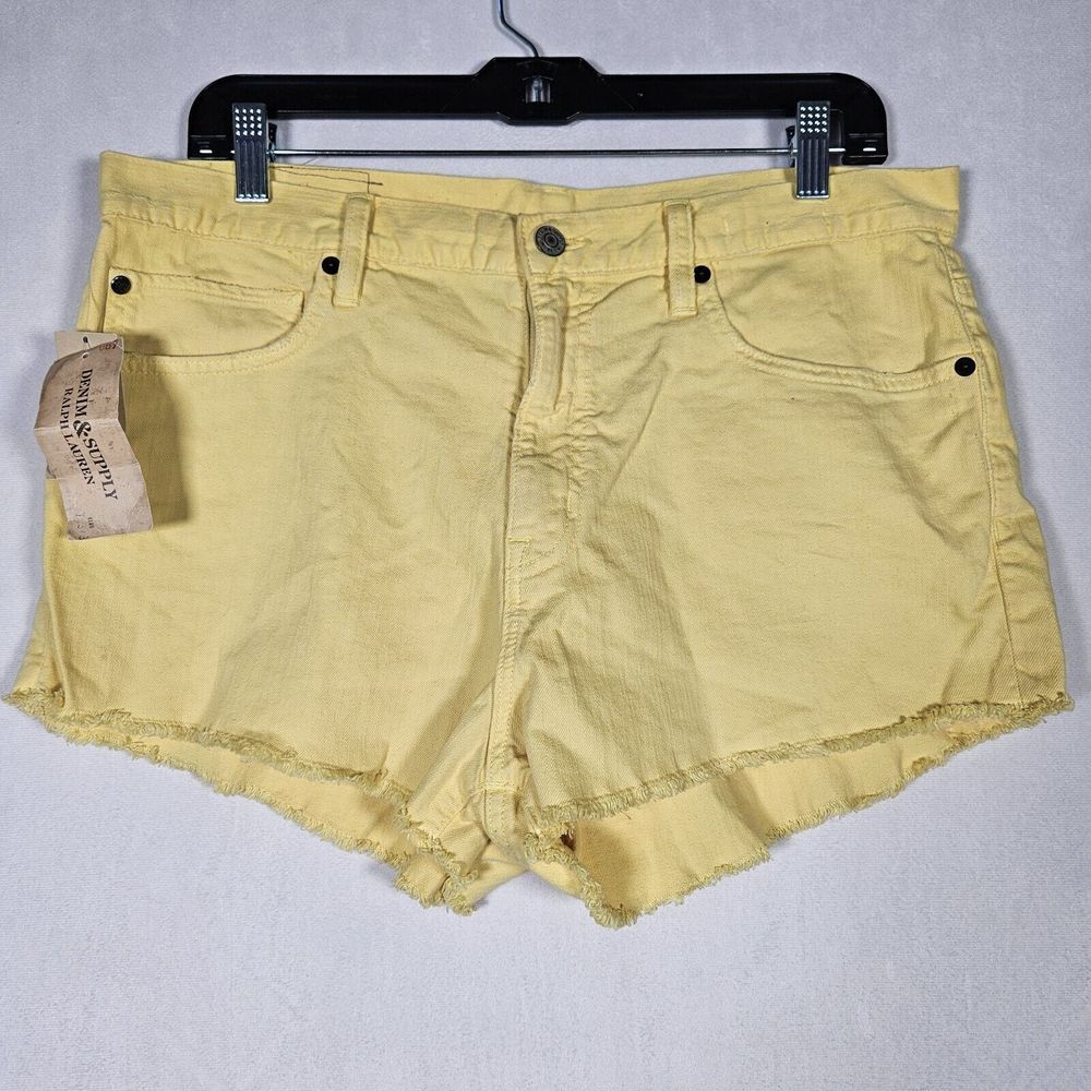 NEW Ralph Lauren‎ Denim & Supply Yellow Denim Sz 31 Jean Shorts Cut Off Raw Hem